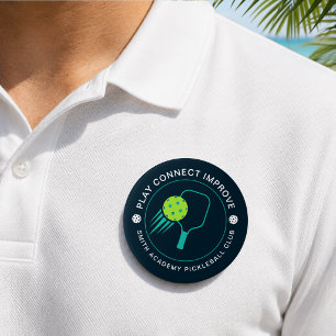 Badge Rond 7,6 Cm Club de sport de pickleball néon noir simple moder
