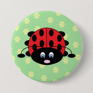Badge Rond 7,6 Cm Coccinelle avec le bouton de fleurs