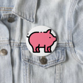 Badge Rond 7,6 Cm Cochon (En situation)