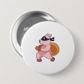 Badge Rond 7,6 Cm Cochon comme coureur (Devant & derrière)