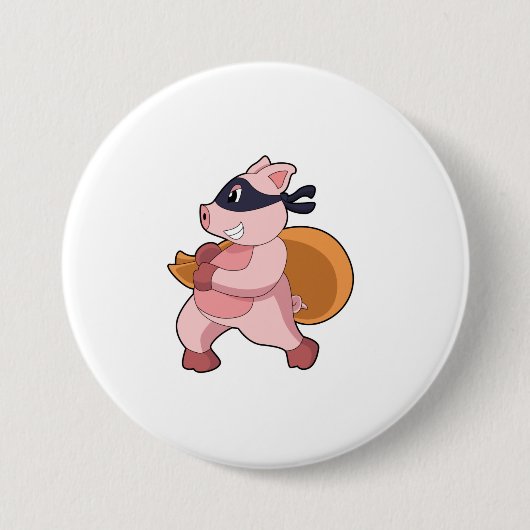 Badge Rond 7,6 Cm Cochon comme coureur (Devant)