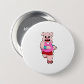 Badge Rond 7,6 Cm Cochon en cours d'exécution (Devant & derrière)