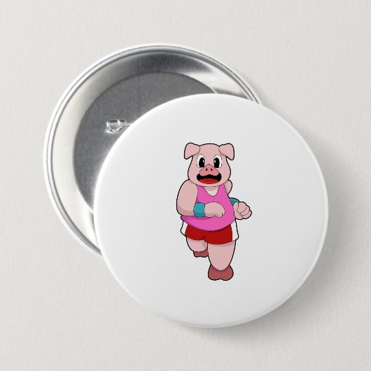Badge Rond 7,6 Cm Cochon en cours d'exécution (Devant & derrière)