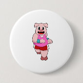 Badge Rond 7,6 Cm Cochon en cours d'exécution (Devant)