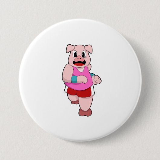 Badge Rond 7,6 Cm Cochon en cours d'exécution (Devant)