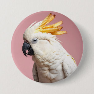 Badge Rond 7,6 Cm Cockatoo Drôle Avec Crest Fries Français