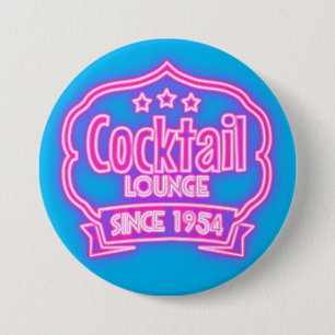 Badge Rond 7,6 Cm Cocktail lounge rétro néon vintage bar à alcool