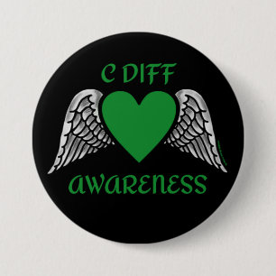 Badge Rond 7,6 Cm Coeur/ailes...C Diff