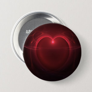 Badge Rond 7,6 Cm Coeur allumé par contour rouge au-dessus