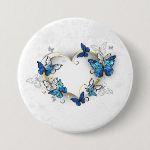 Badge Rond 7,6 Cm Coeur bijoux avec papillons Morpho