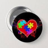 Badge Rond 7,6 Cm Coeur brillant d'autisme (Devant & derrière)
