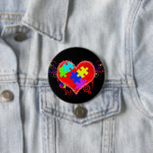 Badge Rond 7,6 Cm Coeur brillant d'autisme (En situation)