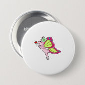 Badge Rond 7,6 Cm Coeur en fleurs papillon (Devant & derrière)