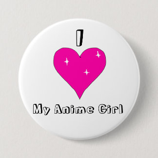 Badge Rond 7,6 Cm Coeur I ma fille d'Anime