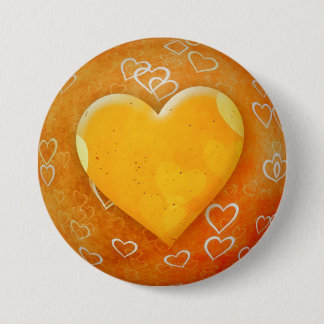Badge Rond 7,6 Cm Coeur jaune