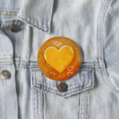 Badge Rond 7,6 Cm Coeur jaune (En situation)