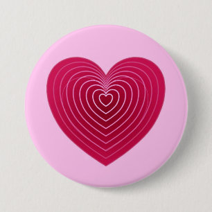 Badge Rond 7,6 Cm Coeur rouge rose profond sur un arrière - plan ros