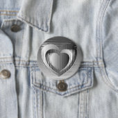 Badge Rond 7,6 Cm Coeurs chromés polis (En situation)