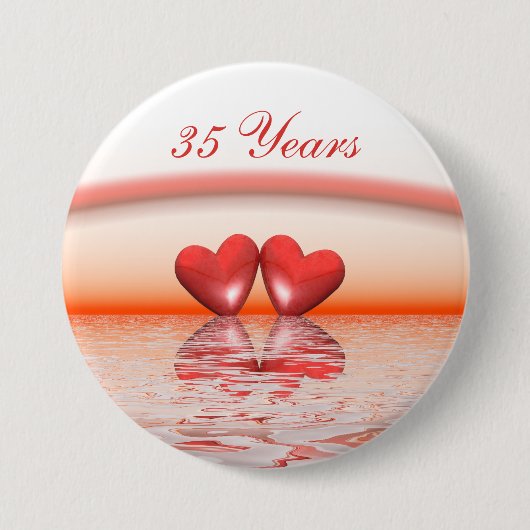 Badge Rond 7,6 Cm Coeurs coralliens du 35e anniversaire (Devant)