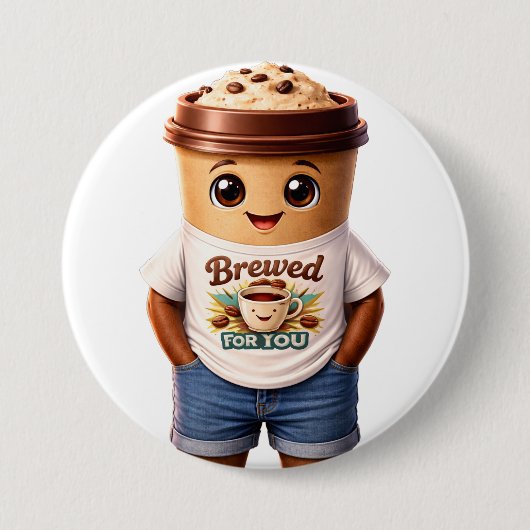 Badge Rond 7,6 Cm Coffee Man – Fun Design for True Caffeine Kings (Devant)
