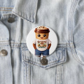 Badge Rond 7,6 Cm Coffee Man – Fun Design for True Caffeine Kings (En situation)