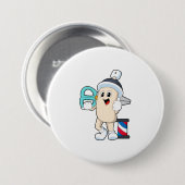 Badge Rond 7,6 Cm Coiffeur avec ciseaux (Devant & derrière)