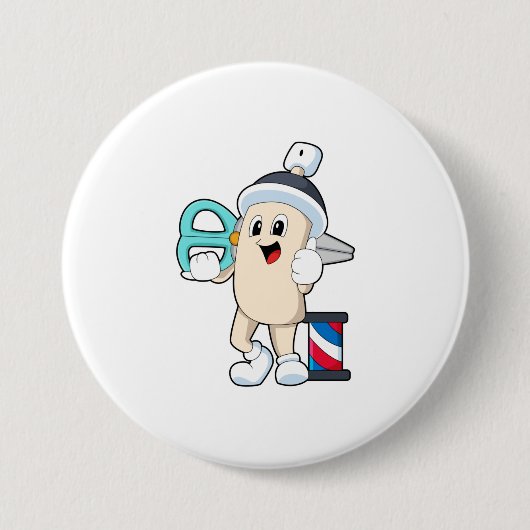 Badge Rond 7,6 Cm Coiffeur avec ciseaux (Devant)