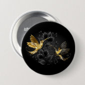 Badge Rond 7,6 Cm Colibri noir et or (Devant & derrière)