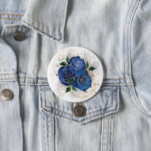Badge Rond 7,6 Cm Collage de fille - bleu minuit (En situation)