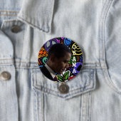 BADGE ROND 7,6 CM COLLAGE DE PAIX D'OBAMA (En situation)