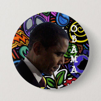 BADGE ROND 7,6 CM COLLAGE DE PAIX D'OBAMA
