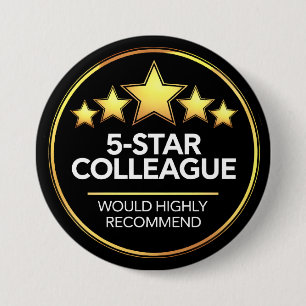 Badge Rond 7,6 Cm Collègue Cinq Étoiles, Cadeau De Camarade, Examen