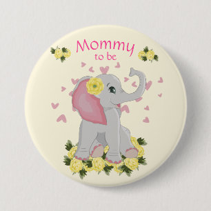 Badge Rond 7,6 Cm Coloré Jaune "Maman à être" baby shower Elépha