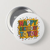 Badge Rond 7,6 Cm Comic Burst Joyeux Anniversaire (Devant & derrière)