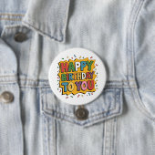 Badge Rond 7,6 Cm Comic Burst Joyeux Anniversaire (En situation)