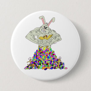 Badge Rond 7,6 Cm Comment le lapin de Pâques obtient ses oeufs