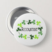Badge Rond 7,6 Cm Comptable Shamrock vert Oval (Devant & derrière)