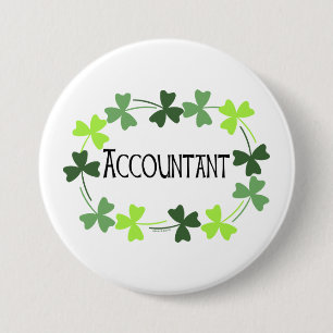 Badge Rond 7,6 Cm Comptable Shamrock vert Oval