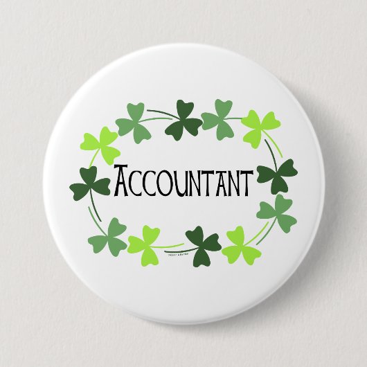 Badge Rond 7,6 Cm Comptable Shamrock vert Oval (Devant)