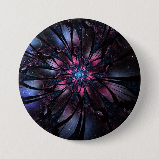 Badge Rond 7,6 Cm Conception Abstraite des fleurs fractales. (Devant)