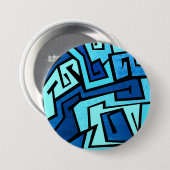 Badge Rond 7,6 Cm Conception bleue de graffiti (Devant & derrière)
