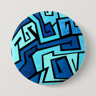 Badge Rond 7,6 Cm Conception bleue de graffiti