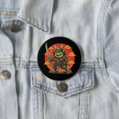 Badge Rond 7,6 Cm Conception d'animal de guerrier de samouraï de gre (En situation)