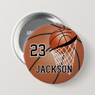 Badge Rond 7,6 Cm Conception de basket-ball Brown   Personnaliser