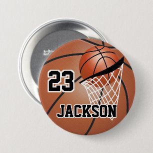 Badge Rond 7,6 Cm Conception de basket-ball Brown   Personnaliser