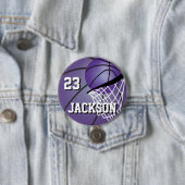 Badge Rond 7,6 Cm Conception de basket-ball violet | Personnaliser (En situation)