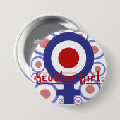 Badge Rond 7,6 Cm Conception de fille de scooter sur l'arrière - (Devant & derrière)