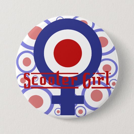 Badge Rond 7,6 Cm Conception de fille de scooter sur l'arrière - (Devant)