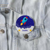 Badge Rond 7,6 Cm Conception de fusée d'aventure spatiale (En situation)
