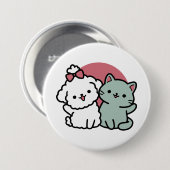 Badge Rond 7,6 Cm Conception "Fur-Real Friends Forever" (Devant & derrière)